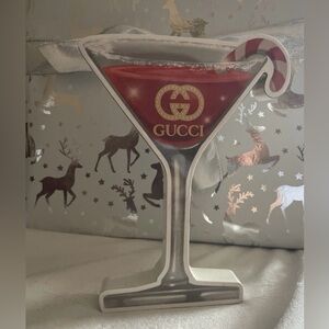 GG Martini Cosmo Cocktail Luxury Designer Wood Table Sign Candy Cane